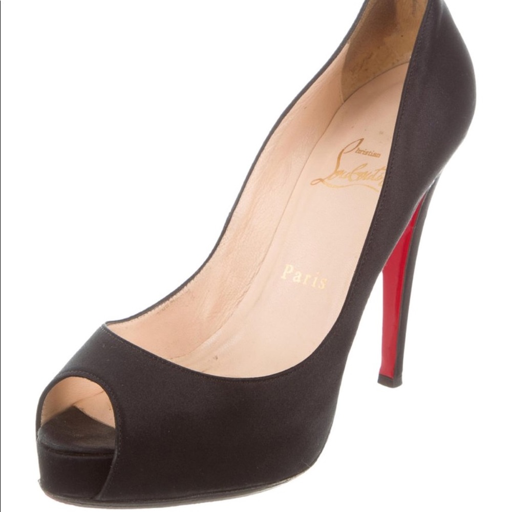 Christian Louboutin satin lady peep pumps